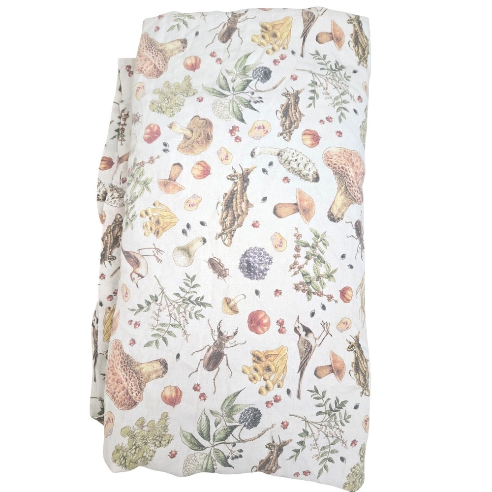 Grannet Home Mushroom Botanical Whimsical Print Birds King Duvet Cover Linen